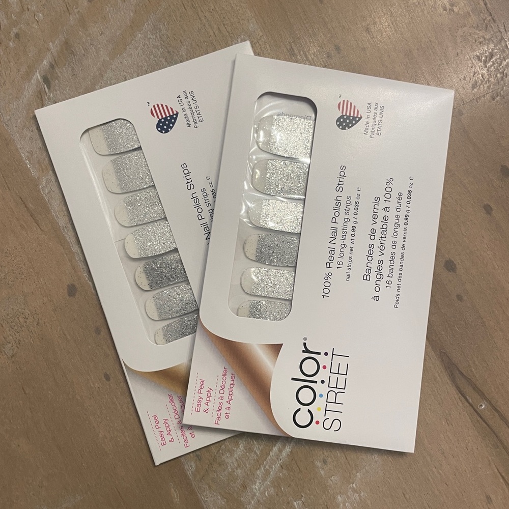 *Retired* Dripping in Diamonds Color Street Nail Strips Silver Glitter
